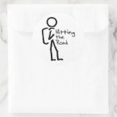 Op de weg ronde sticker (Tas)