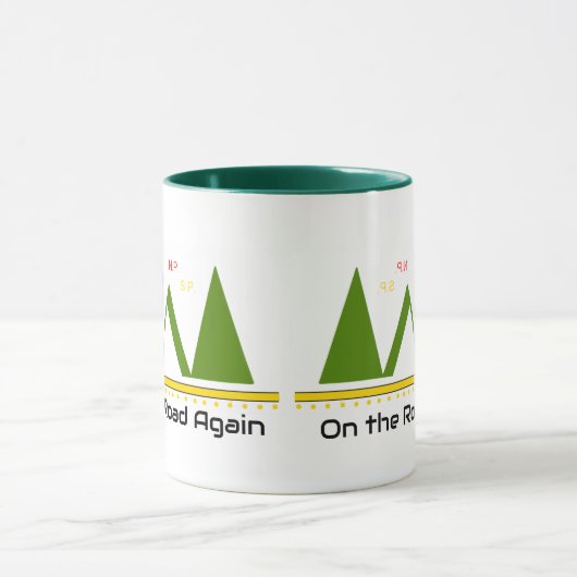 Op de weg weer, kaart symbolen, reis mok (Midden)