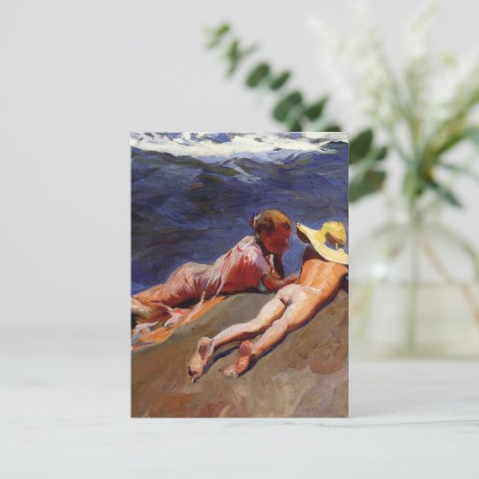 Op de zand, Valencia Beach - Joaquín Sorolla Briefkaart (Staand voorkant)