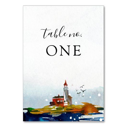 Op de Zee Wedding Table Kaart (Voorkant)