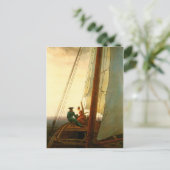 Op de zeilboot briefkaart (Staand voorkant)