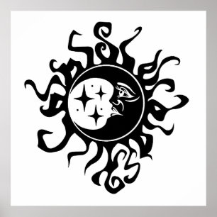 Op een donkere maan 's nachts poster