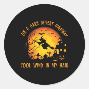 Op een donkere woestijn, snelkoele wind in mijn ha ronde sticker