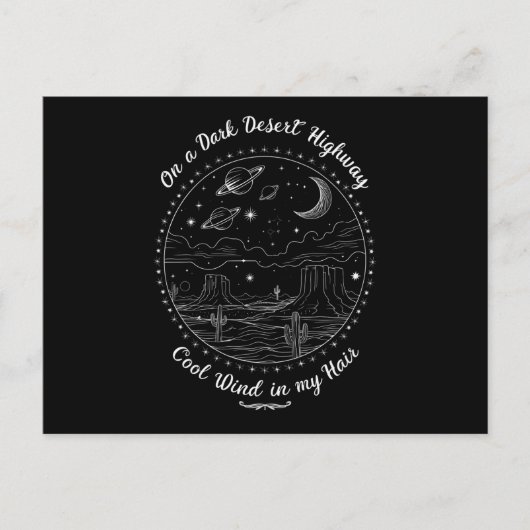 Op een donkere woestijn snelweg reizen berg campin briefkaart (Voorkant)