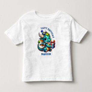 Op een draak gebaseerd persoonlijk verjaardagsfees kinder shirts