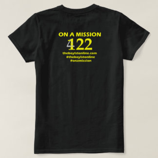 'Op een missie' T-shirt (blanco) Gele letters