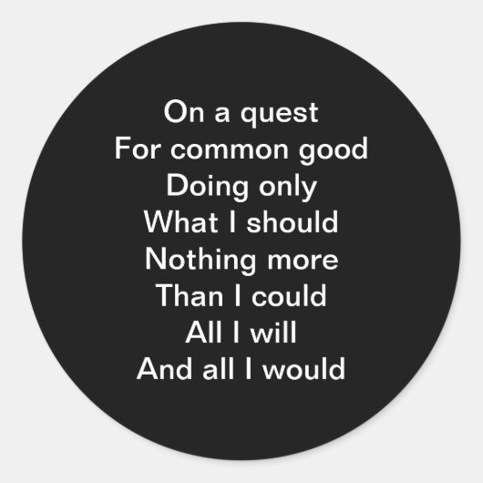 Op een quest ronde sticker (Voorkant)