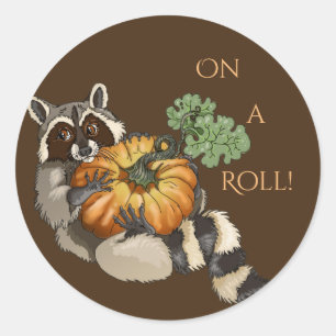 Op een Roll Racoon Ronde Sticker