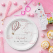 Op en af roze hete luchtballon meisje Baby shower Papieren Bordje (Feest)