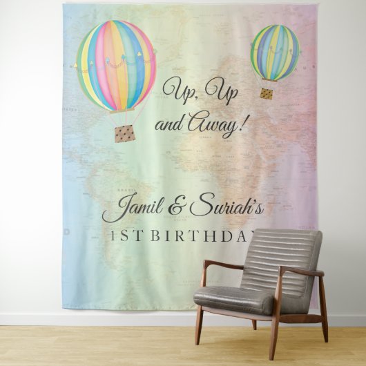 Op- en afslag van Hot Air ballonvaarding op verjaa Wandkleed (In situ)