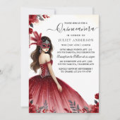 Op Fancy Prom Mask Fun Masquerade Ball Quinceanera Kaart (Voorkant)