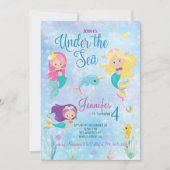 Op grond van het Zee Mermaid Birthday Invitation Kaart (Voorkant)