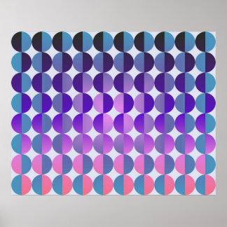 Op grote cirkels met half blauw Paars en magenta Poster