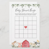 Op het Baby shower Bingo Game van landbouwdieren (Voorkant / Achterkant)