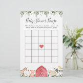 Op het Baby shower Bingo Game van landbouwdieren (Staand voorkant)