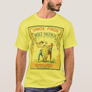 Op het etiket van vinos Finos  wijn wordt de tee S T-shirt