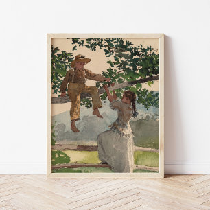 Op het hek   Winslow Homer Poster