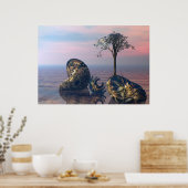 Op het oneindige 3D fractale vlak Poster (Keuken)