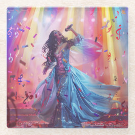 Op het podium met digitale muziek glazen onderzetter