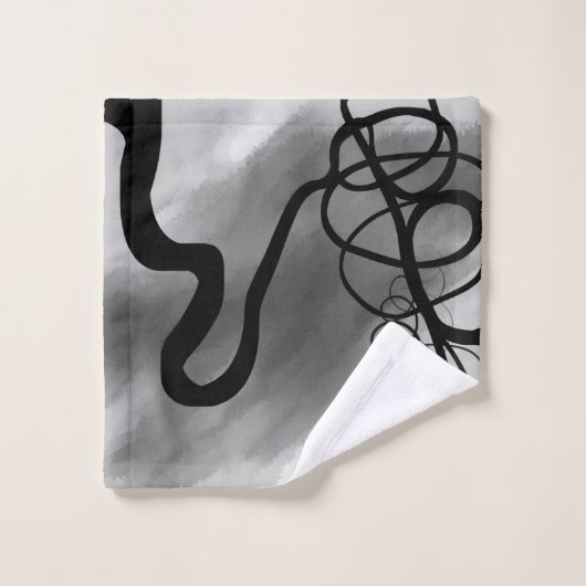 Op het Raster: Abstract Grijs, Zwart & Wit Bad Handdoek (Wasdoekje)