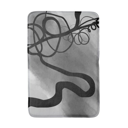 Op het Raster: Abstract Grijs, Zwart & Wit Badmat (Voorkant Verticaal)