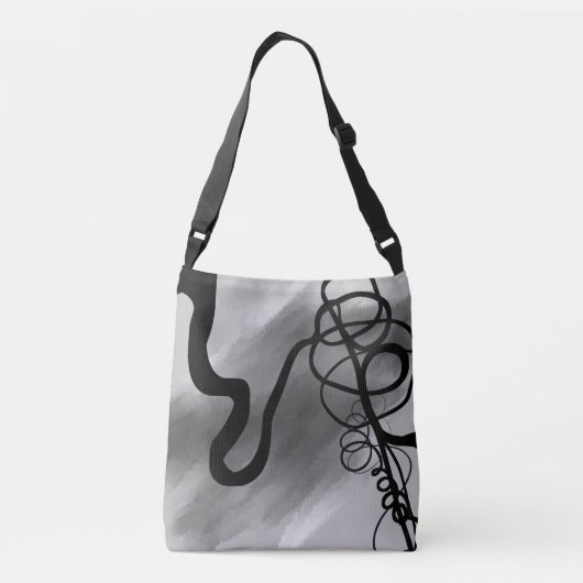 Op het Raster: Abstract Grijs, Zwart & Wit Crossbody Tas (Achterkant)