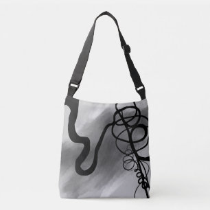 Op het Raster: Abstract Grijs, Zwart & Wit Crossbody Tas