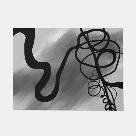 Op het Raster: Abstract Grijs, Zwart & Wit Deurmat (Voorkant)