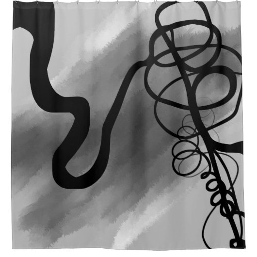 Op het Raster: Abstract Grijs, Zwart & Wit Douchegordijn (Voorkant)