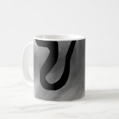 Op het Raster: Abstract Grijs, Zwart & Wit Koffiemok (Voorkant links)