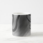 Op het Raster: Abstract Grijs, Zwart & Wit Koffiemok (Center)