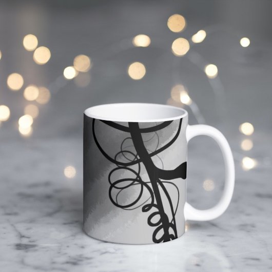 Op het Raster: Abstract Grijs, Zwart & Wit Koffiemok