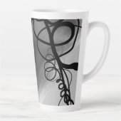 Op het Raster: Abstract Grijs, Zwart & Wit Latte Mok (Rechts)