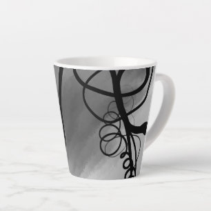 Op het Raster: Abstract Grijs, Zwart & Wit Latte Mok