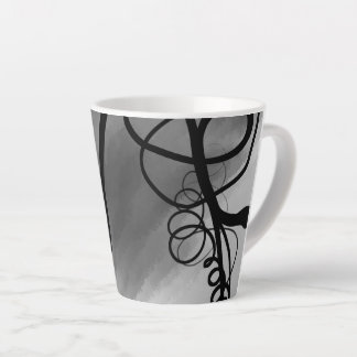 Op het Raster: Abstract Grijs, Zwart & Wit Latte Mok