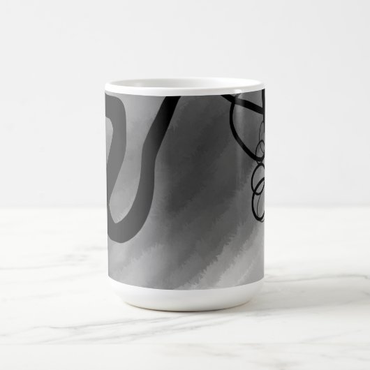 Op het Raster: Abstract Grijs, Zwart & Wit Magische Mok (Midden)