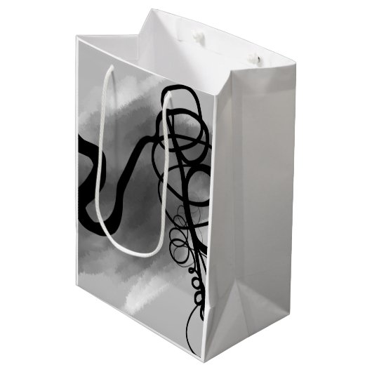 Op het Raster: Abstract Grijs, Zwart & Wit Medium Cadeauzakje (Voorkant Gekanteld)