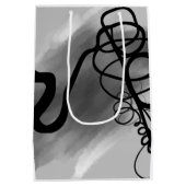 Op het Raster: Abstract Grijs, Zwart & Wit Medium Cadeauzakje (Achterkant)