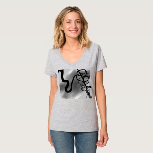 Op het Raster: Abstract Grijs, Zwart & Wit T-shirt (Voorkant volledig)