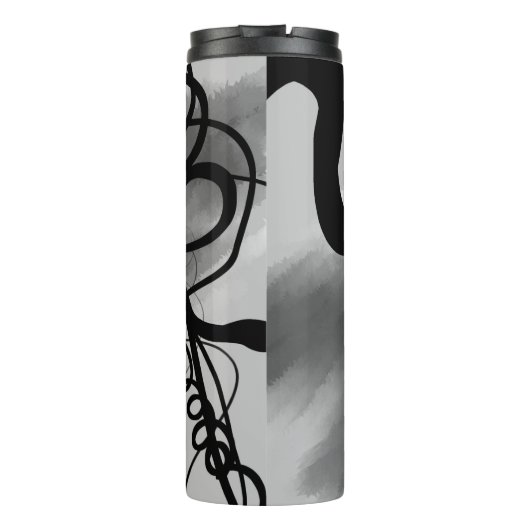 Op het Raster: Abstract Grijs, Zwart & Wit Thermosbeker (Achterkant)