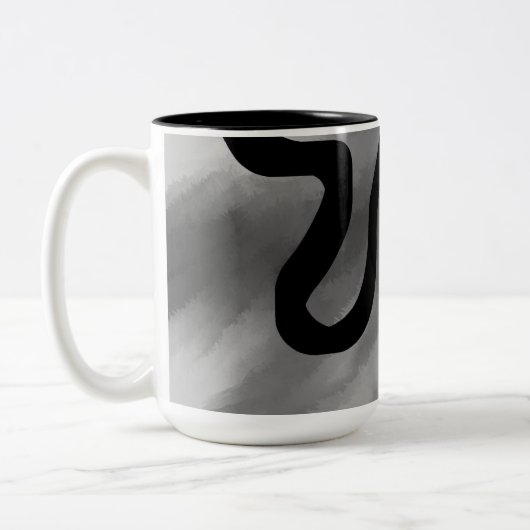 Op het Raster: Abstract Grijs, Zwart & Wit Tweekleurige Koffiemok (Links)