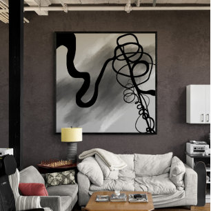 Op het raster: Abstract zwart en grijs Canvas Afdruk