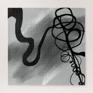 Op het raster: Abstract zwart en grijs Legpuzzel
