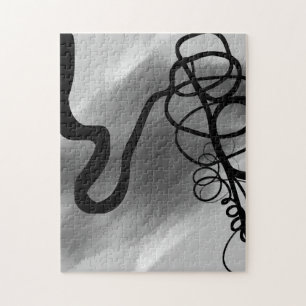 Op het raster: Abstract zwart en grijs Legpuzzel