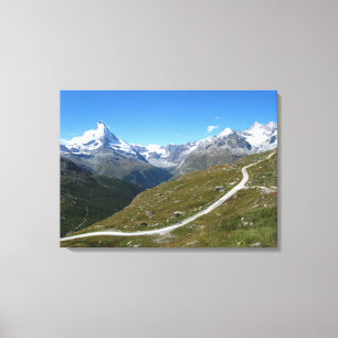 Op het spoor, Matterhorn Uitzicht, Zwitserse Alpen Canvas Afdruk