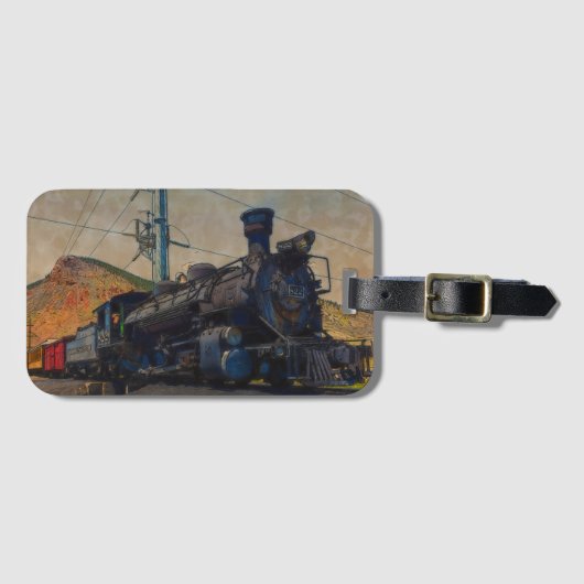 Op het spoor -  stoomtrein bagagelabel (Voorkant (horizontaal))