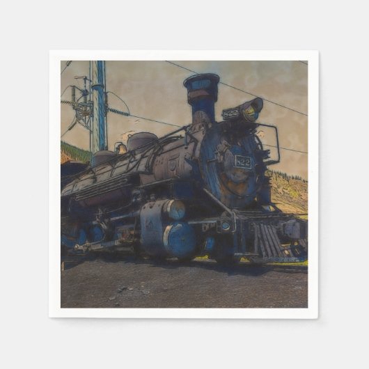 Op het spoor —  stoomtrein servet (Voorkant)