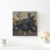 Op het spoor - stoomtrein vierkante klok (Huis)