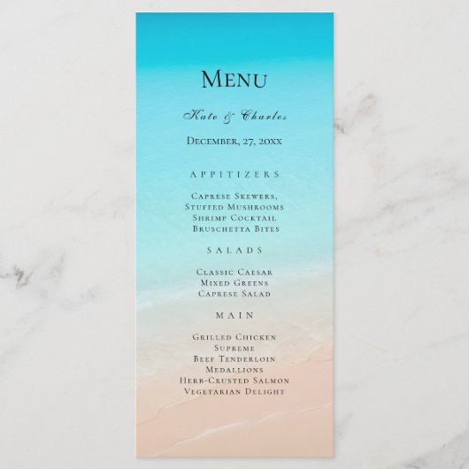 Op het strand bruiloft Menu (Voorkant)