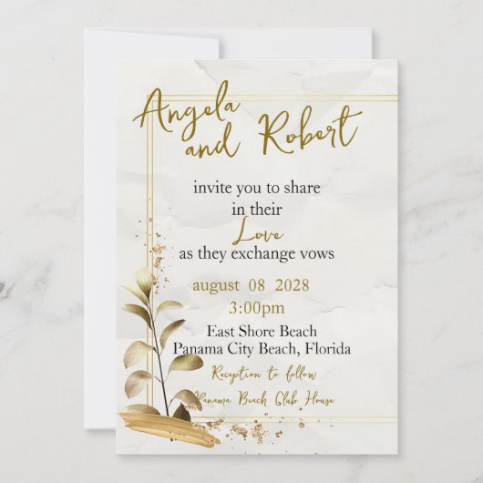 Op het strand bruiloft uitnodiging (Voorkant)